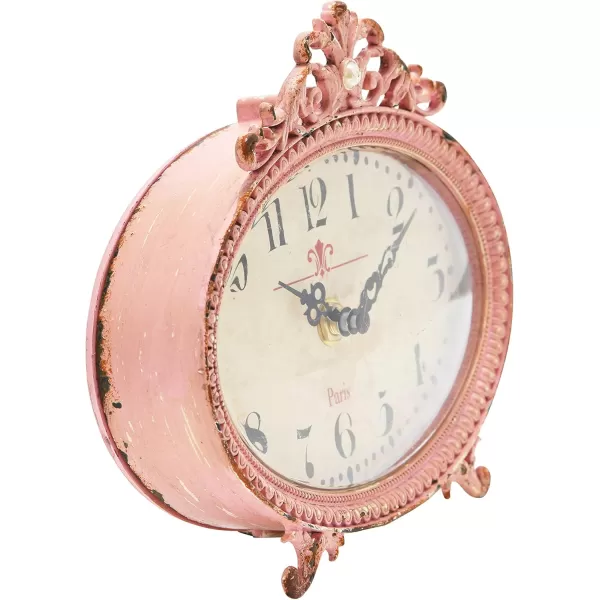 Creative CoOp Distressed Pewter Mantel Clock CreamPink