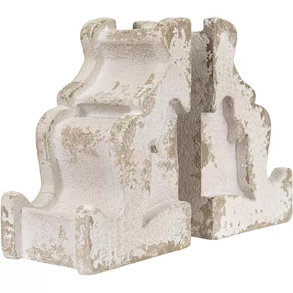 Creative CoOp Distressed White Corbel Shaped Bookends Set of 2 Pieces