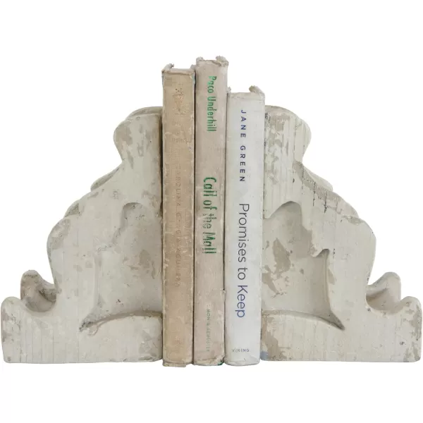 Creative CoOp Distressed White Corbel Shaped Bookends Set of 2 Pieces