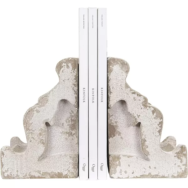 Creative CoOp Distressed White Corbel Shaped Bookends Set of 2 Pieces