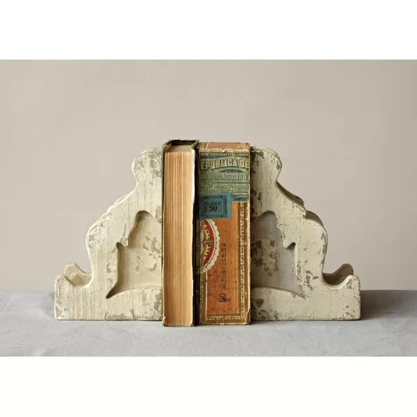 Creative CoOp Distressed White Corbel Shaped Bookends Set of 2 Pieces