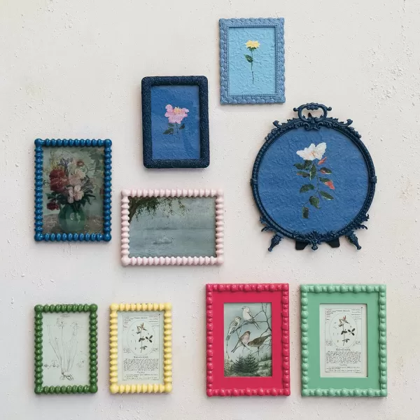 Creative CoOp Floral Elegance Pewter Frame Blue