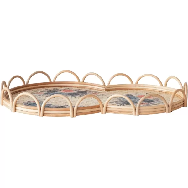 Creative CoOp Floral Fantasy Rattan and Bamboo Tray Multicolor