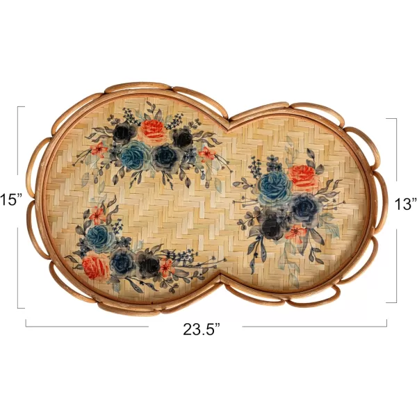 Creative CoOp Floral Fantasy Rattan and Bamboo Tray Multicolor