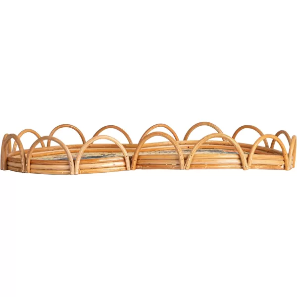 Creative CoOp Floral Fantasy Rattan and Bamboo Tray Multicolor