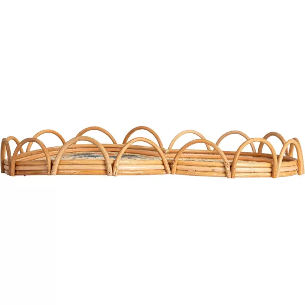 Creative CoOp Floral Fantasy Rattan and Bamboo Tray Multicolor