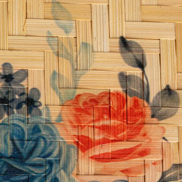 Creative CoOp Floral Fantasy Rattan and Bamboo Tray Multicolor