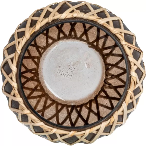 Creative CoOp Glass Votive Woven Rattan Sleeve Brown and Natural Pillar Candle Holder