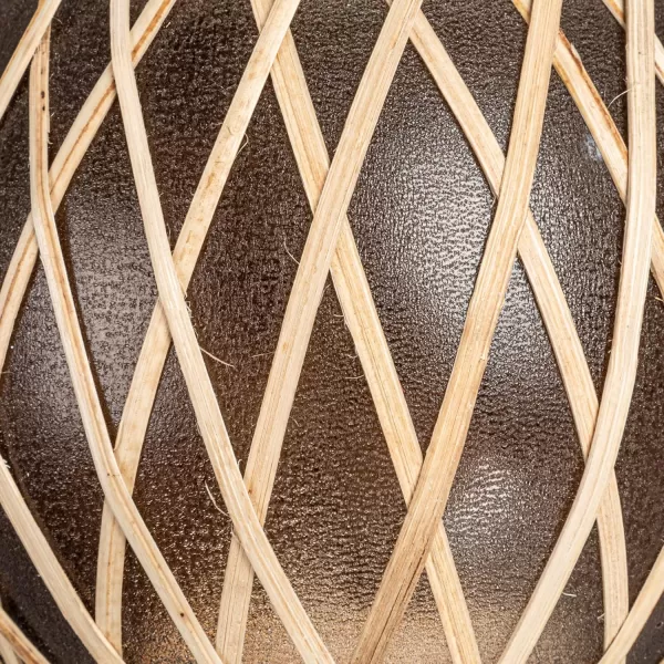 Creative CoOp Glass Votive Woven Rattan Sleeve Brown and Natural Pillar Candle Holder