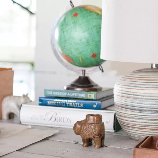 Creative CoOp Global Carved Soapstone Animal Tealight Candle Holder Brown