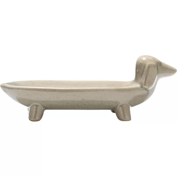 Creative CoOp Grey Ceramic Dog DishGrey