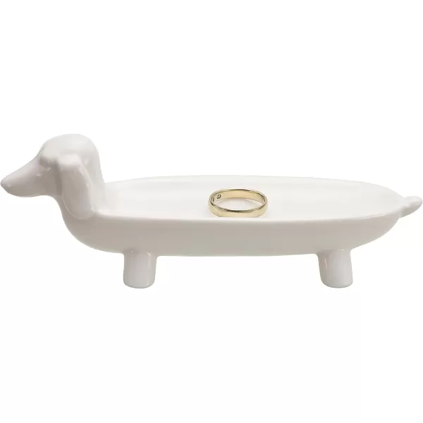 Creative CoOp Grey Ceramic Dog DishWhite