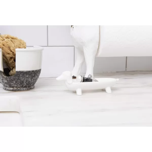 Creative CoOp Grey Ceramic Dog DishWhite