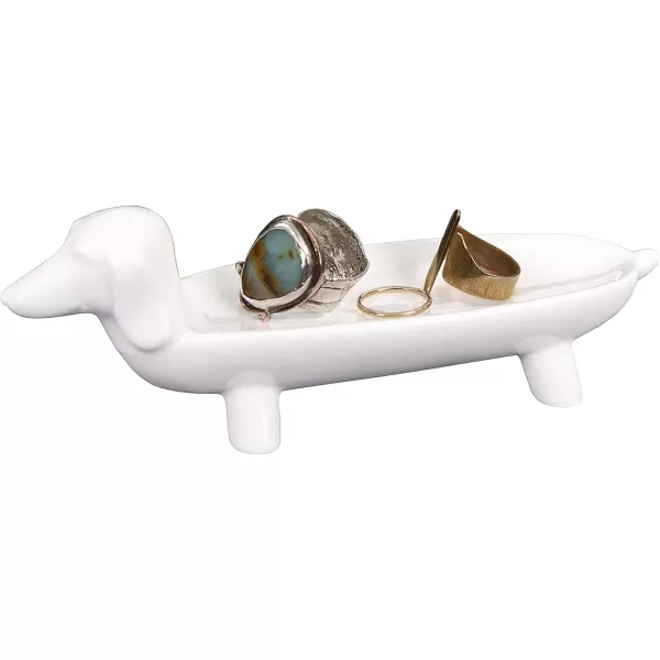 Creative CoOp Grey Ceramic Dog DishWhite