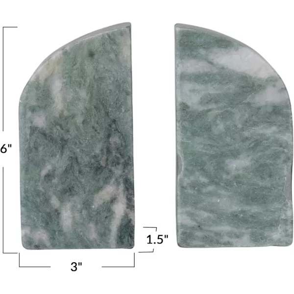 Creative CoOp Half Arch Marble Bookends Green