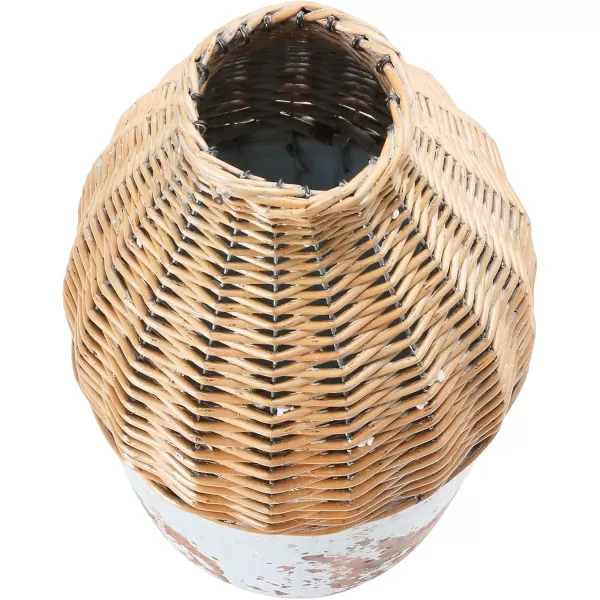 Creative CoOp HandWoven Rattan ampamp Clay Distressed One Will Vary Vase Distrssed White