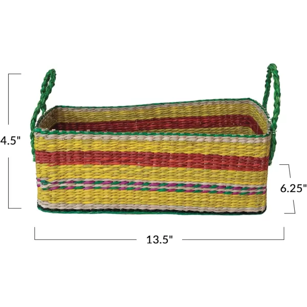 Creative CoOp HandWoven Seagrass Basket with Stripes Multicolor