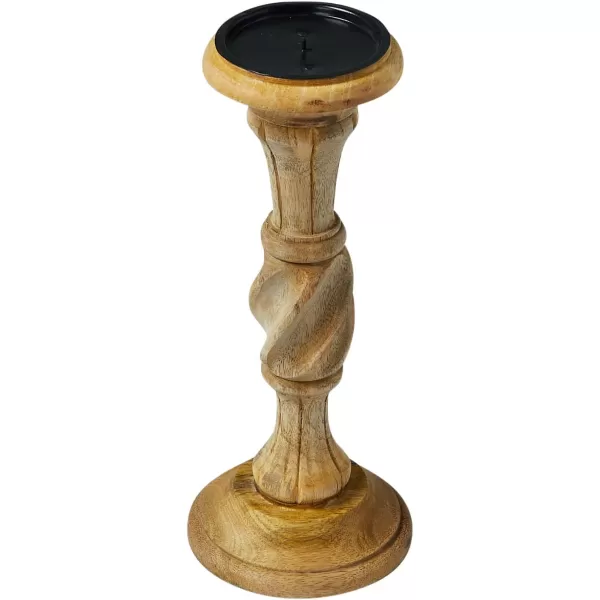 Creative CoOp Handcarved Wood Natural Pillar Candle Holder
