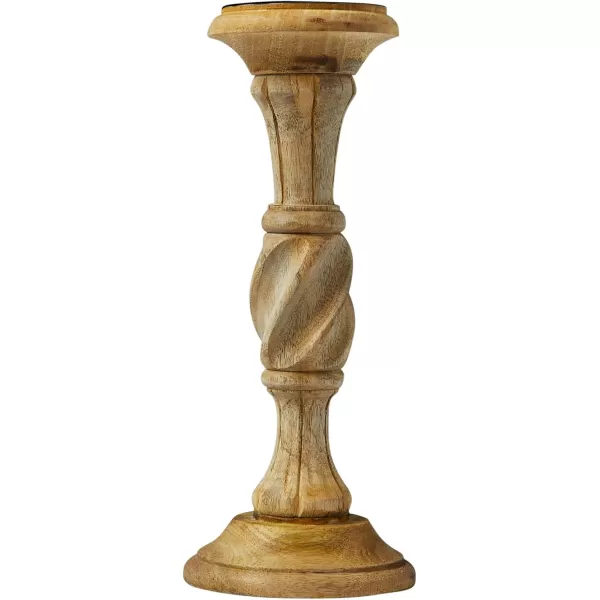 Creative CoOp Handcarved Wood Natural Pillar Candle Holder