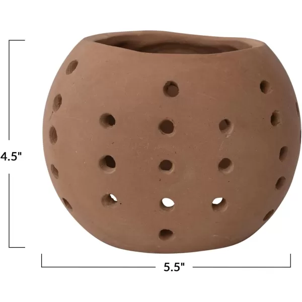 Creative CoOp Handmade Terracotta Candle Holder with Cutouts Candleholders 6quot L x 5quot W x 5quot H OrangeOrange