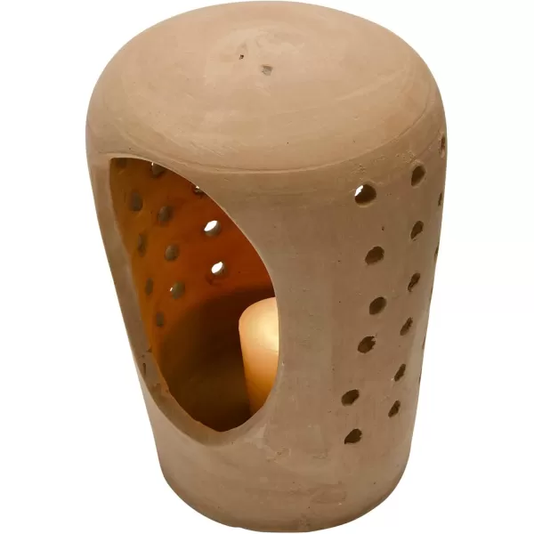Creative CoOp Handmade Terracotta Candle Holder with Cutouts Candleholders 6quot L x 5quot W x 5quot H OrangeOrange