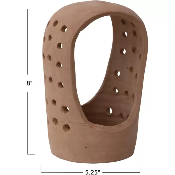 Creative CoOp Handmade Terracotta Candle Holder with Cutouts Candleholders 6quot L x 5quot W x 5quot H OrangeOrange