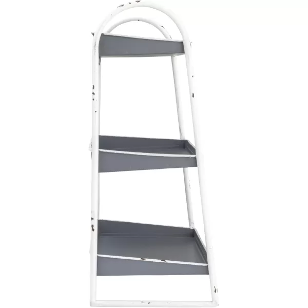 Creative CoOp Heavily Distressed Navy 3Tier Metal Tray with White Frame ampamp RimGrey