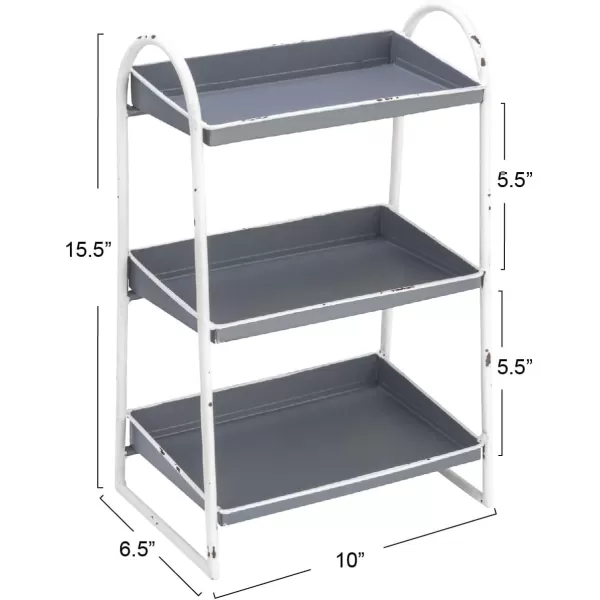Creative CoOp Heavily Distressed Navy 3Tier Metal Tray with White Frame ampamp RimGrey