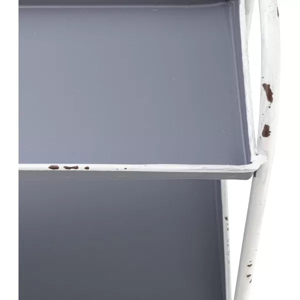 Creative CoOp Heavily Distressed Navy 3Tier Metal Tray with White Frame ampamp RimGrey