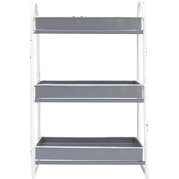 Creative CoOp Heavily Distressed Navy 3Tier Metal Tray with White Frame ampamp RimGrey