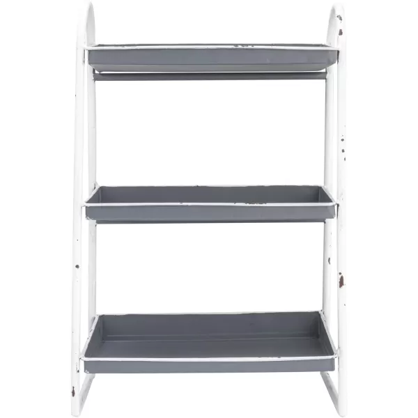 Creative CoOp Heavily Distressed Navy 3Tier Metal Tray with White Frame ampamp RimGrey