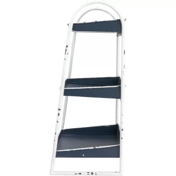 Creative CoOp Heavily Distressed Navy 3Tier Metal Tray with White Frame ampamp RimNavy