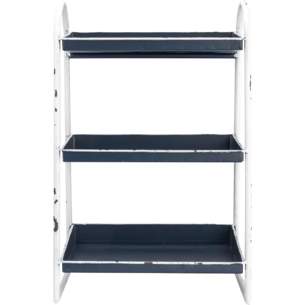 Creative CoOp Heavily Distressed Navy 3Tier Metal Tray with White Frame ampamp RimNavy
