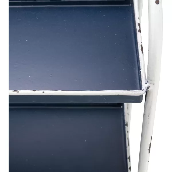 Creative CoOp Heavily Distressed Navy 3Tier Metal Tray with White Frame ampamp RimNavy