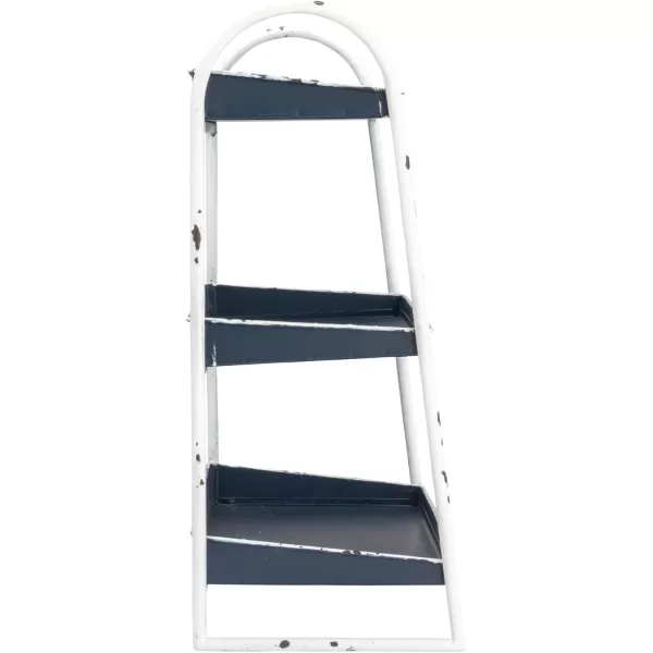 Creative CoOp Heavily Distressed Navy 3Tier Metal Tray with White Frame ampamp RimNavy