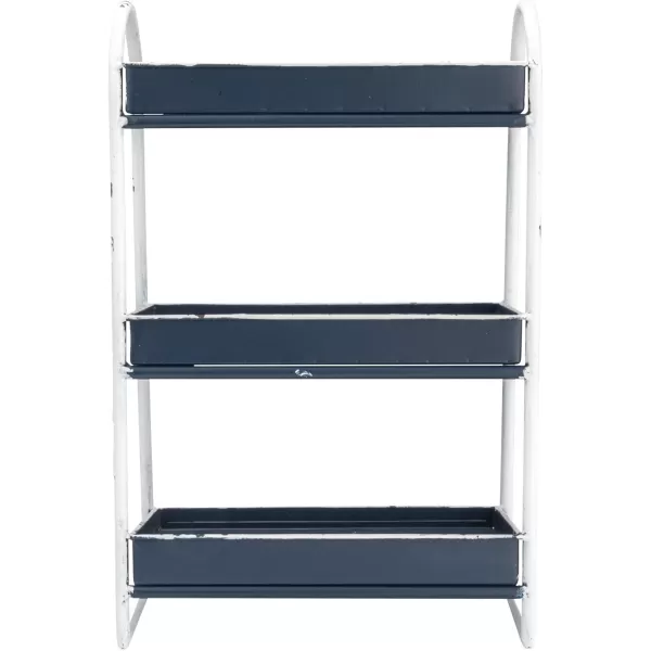 Creative CoOp Heavily Distressed Navy 3Tier Metal Tray with White Frame ampamp RimNavy