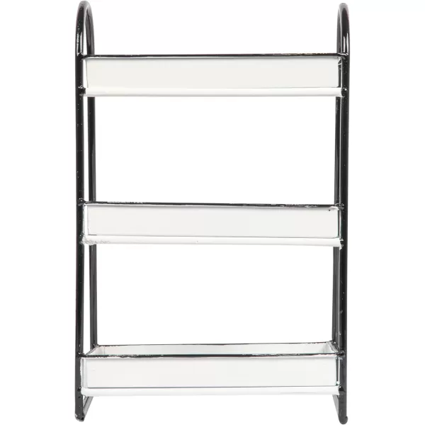 Creative CoOp Heavily Distressed Navy 3Tier Metal Tray with White Frame ampamp RimWhite