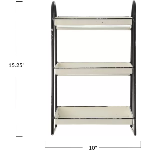 Creative CoOp Heavily Distressed Navy 3Tier Metal Tray with White Frame ampamp RimWhite