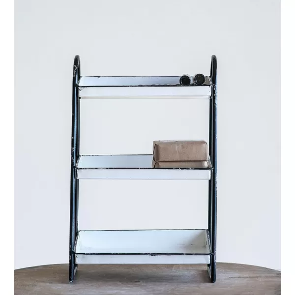 Creative CoOp Heavily Distressed Navy 3Tier Metal Tray with White Frame ampamp RimWhite