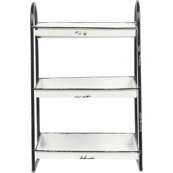 Creative CoOp Heavily Distressed Navy 3Tier Metal Tray with White Frame ampamp RimWhite