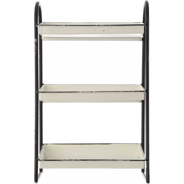 Creative CoOp Heavily Distressed Navy 3Tier Metal Tray with White Frame ampamp RimWhite