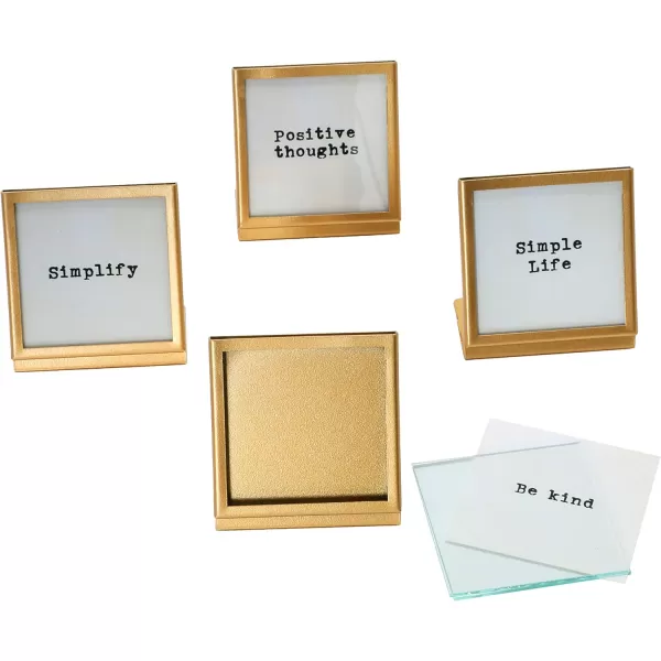 Creative CoOp Inspirational Easel Metal Frame Collection Black Set of 4Gold