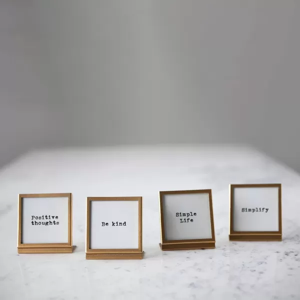 Creative CoOp Inspirational Easel Metal Frame Collection Black Set of 4Gold