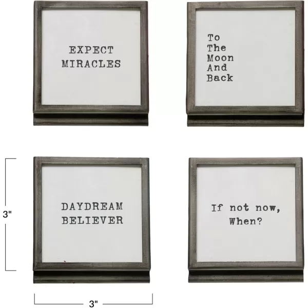 Creative CoOp Inspirational Easel Metal Frame Collection Black Set of 4Gray