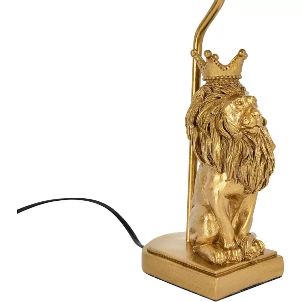 Creative CoOp Lion Shaped Table Lamp with Black ShadeGold Lion