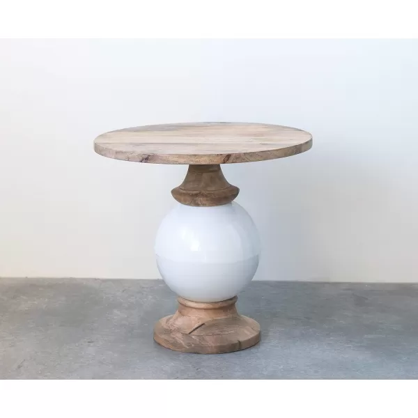 Creative CoOp Mango Wood ampamp Metal Round Pedestal Table
