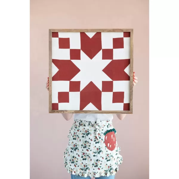 Creative CoOp Mango Wood and MDF Framed Cotton Patchwork Fabric Wall Dcor 21quot L x 21quot W x 1quot H Multicolor