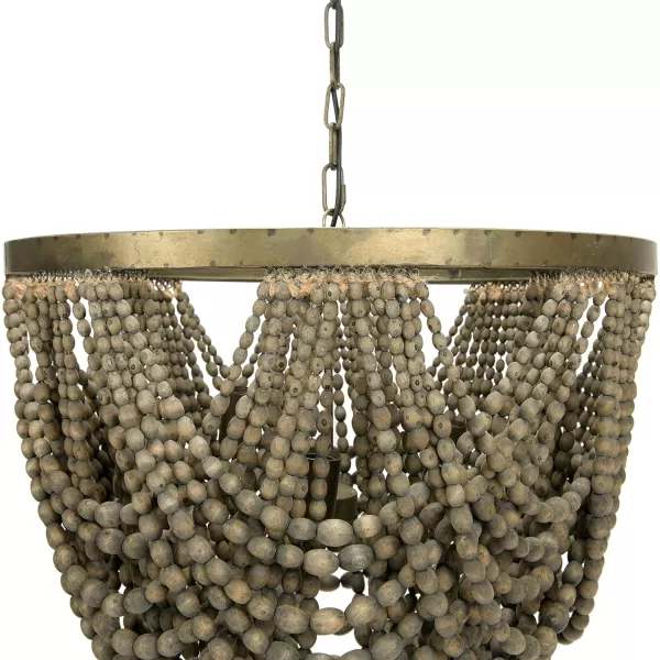 Creative CoOp Metal Chandelier with Draped Wood BeadsBlack