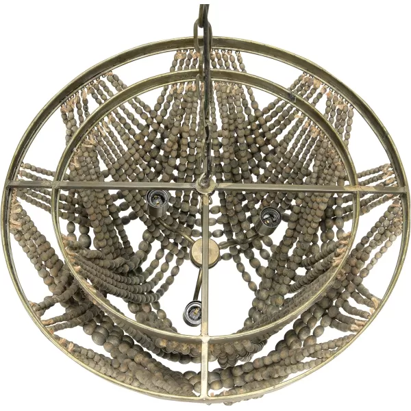 Creative CoOp Metal Chandelier with Draped Wood BeadsBlack
