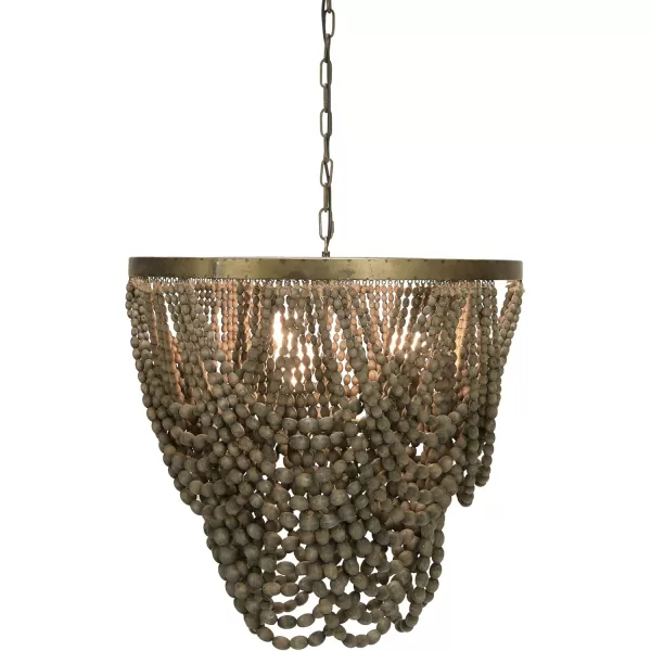 Creative CoOp Metal Chandelier with Draped Wood BeadsBlack
